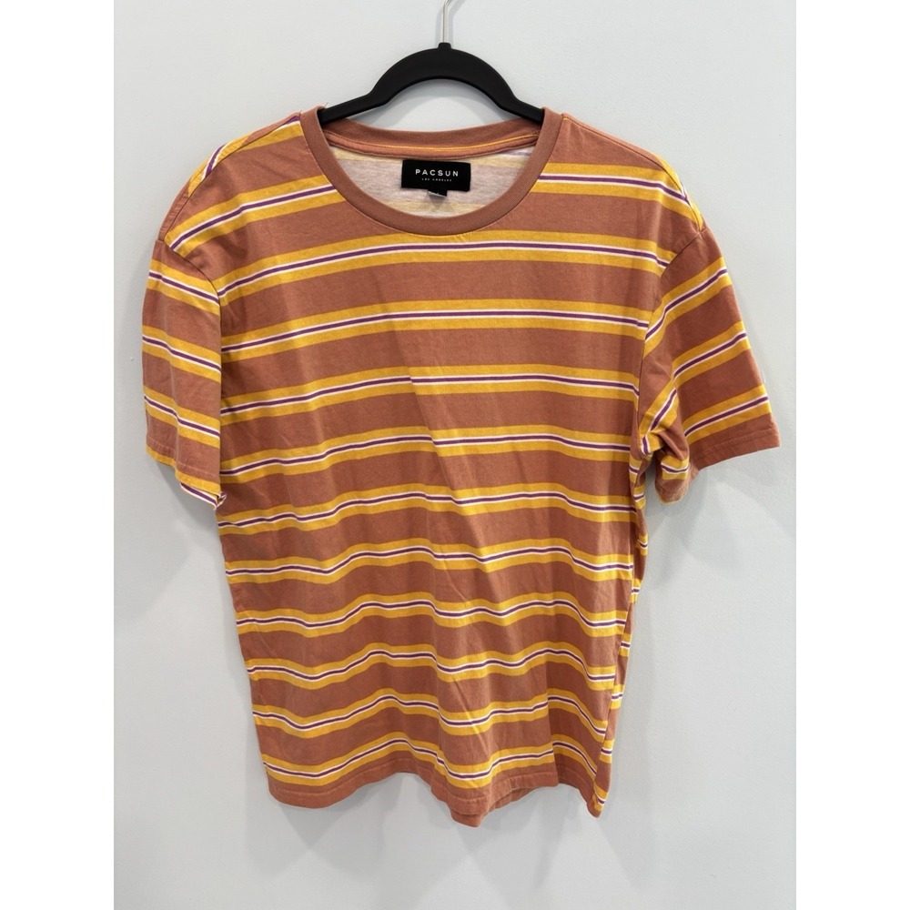 PacSun Men's Striped Crew Neck T Shirt M Cotton L Short Sleeve Casual Tee Skater